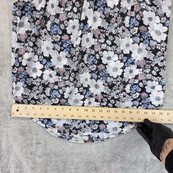 Ann Taylor Blouse Womens Medium Black Floral Halter Sleeveless Lined Keyhole - Picture 6 of 10